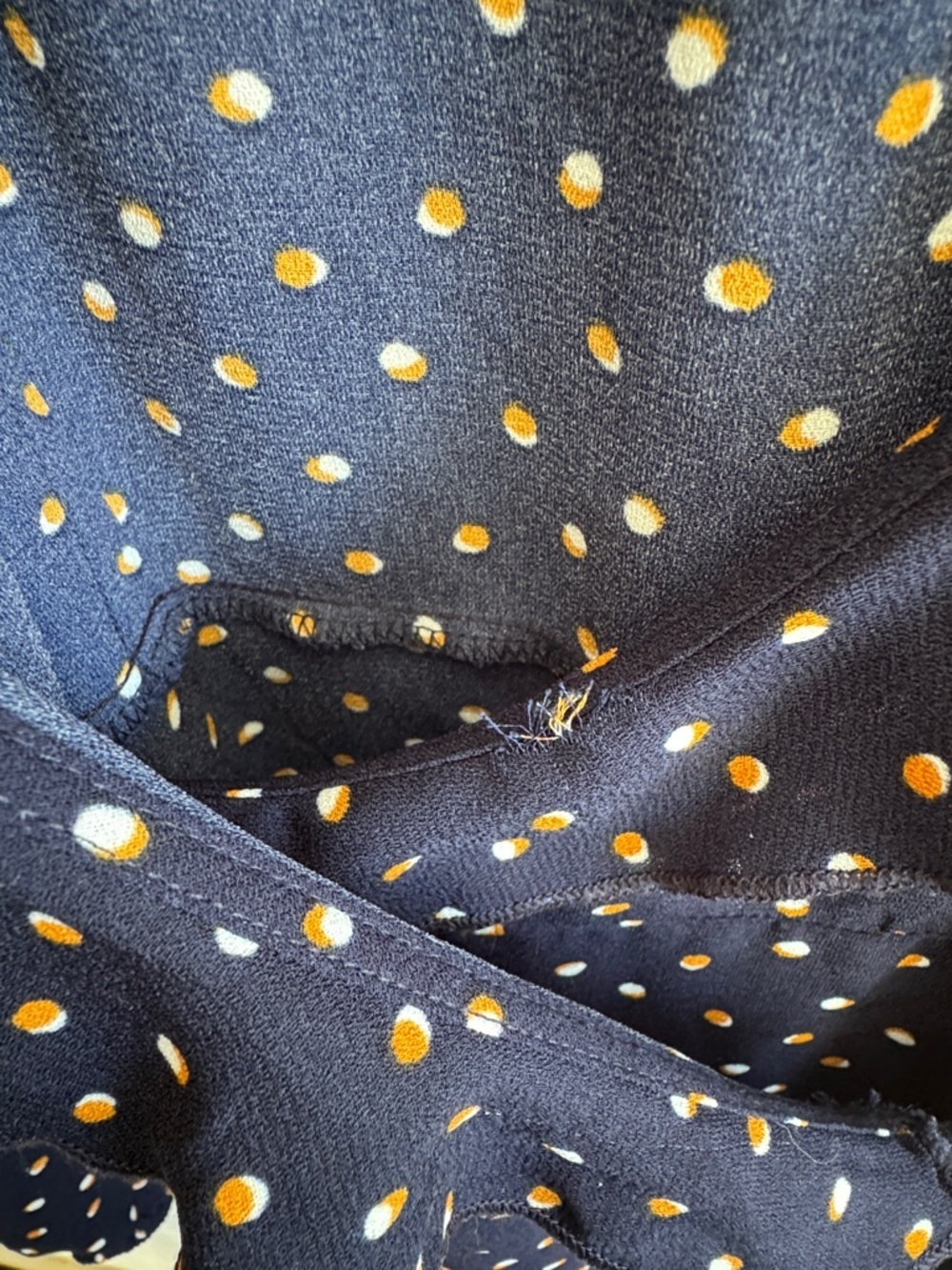 Forever 21 Navy Wrap Dress with Peach Polka Dots - Picture 3 of 5